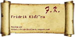 Fridrik Klára névjegykártya
