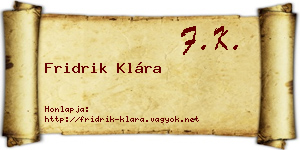 Fridrik Klára névjegykártya